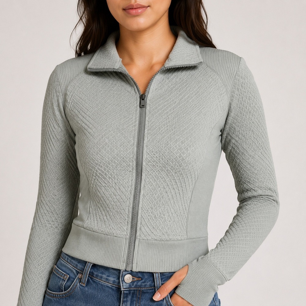 Bailey/44Sport Sage Green‎ Womens XS Seamless Quilted Zip Up Jacket Activewear